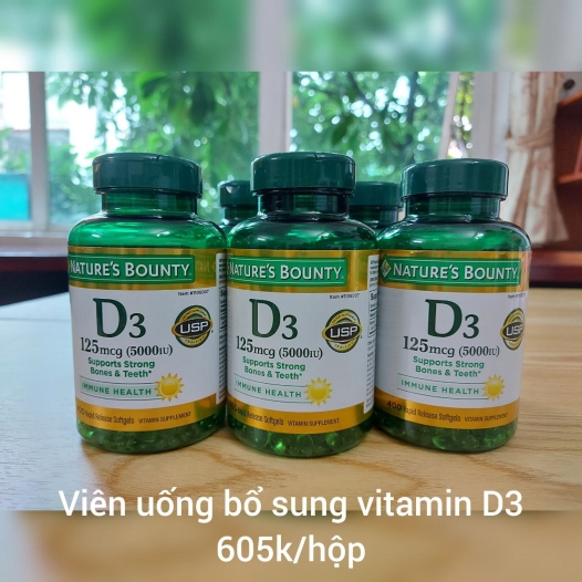Viên uống bổ sung vitamin D3 125mg Nature's Bounty