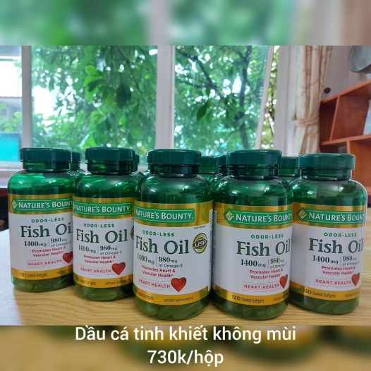 Dầu cá Nature's Bounty tinh khiết không mùi fish oil 1400mg 
