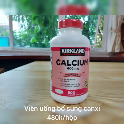 Viên uống Calcium 600mg Kirkland  bổ sung canxi + D3 